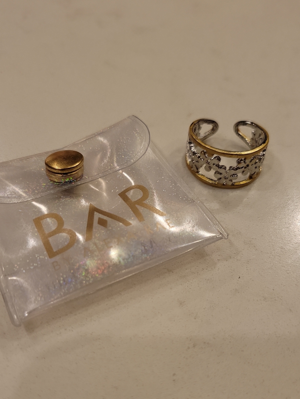 New! Melania Clara Floral Band Gold & Silver Ring
